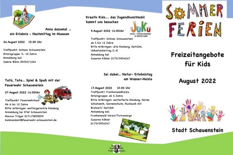 Sommerferienprogramm der Stadt Schauenstein